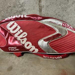WILSON PRO TOUR TWELVE TENNIS & SQUASH RACKET THERMO BAG - RED & WHITE VINTAGE